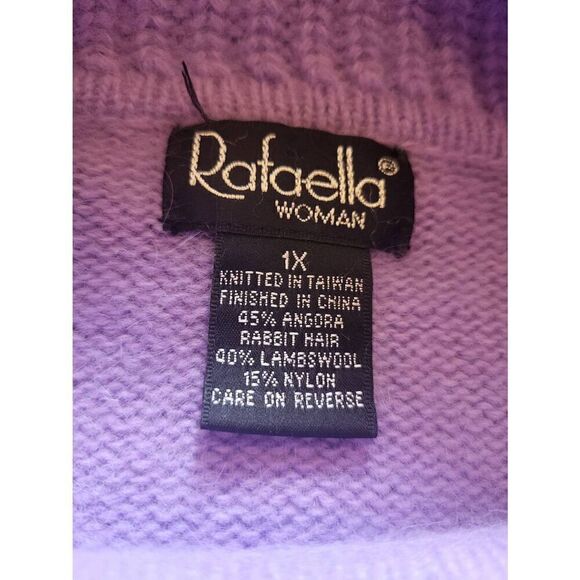 Vintage 1980s Sweater Women's 1X Lavender Purple Wool Angora Cowl Neck Cozy - Picture 3 of 4